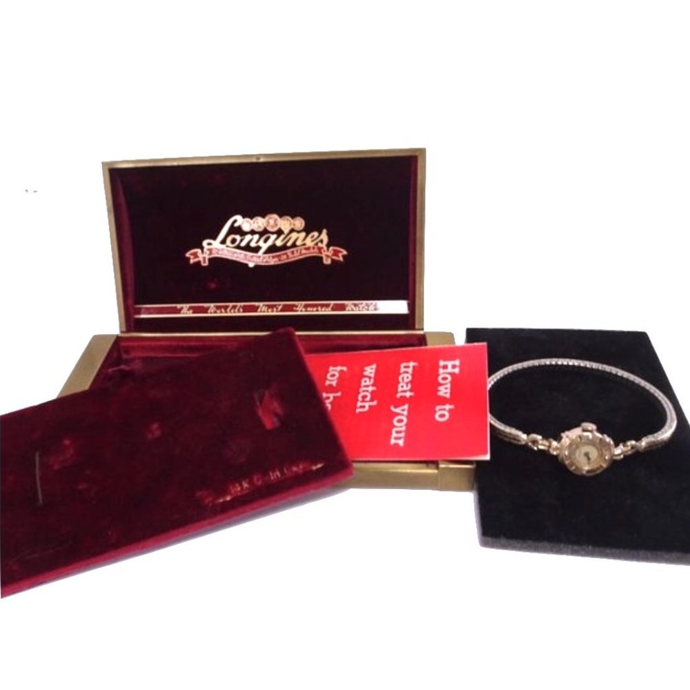 LONGINES 14k Solid Gold Diamond Watch +Box Papers-Its Life Is In Your Hand Vtg